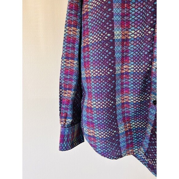 Robert Graham Classic Fit Albert Finney Jacquard Sport Shirt L Button Up Blue - Picture 2 of 6